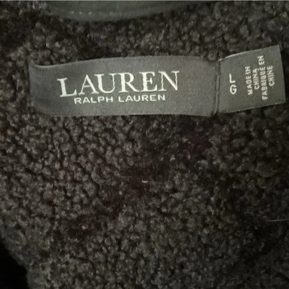 Lauren Ralph Lauren Faux Shearling Pea Coat - Black, Large, New - Picture 10 of 10